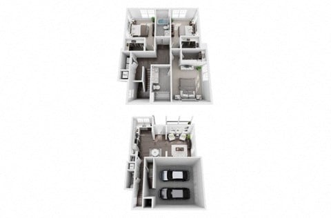Floor plan for 3 beds, 2.5 baths, 1600 sqft